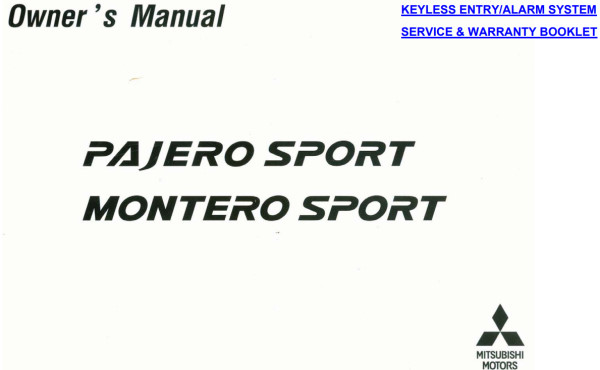 2015 Mitsubishi Montero Sport Owner's Manual